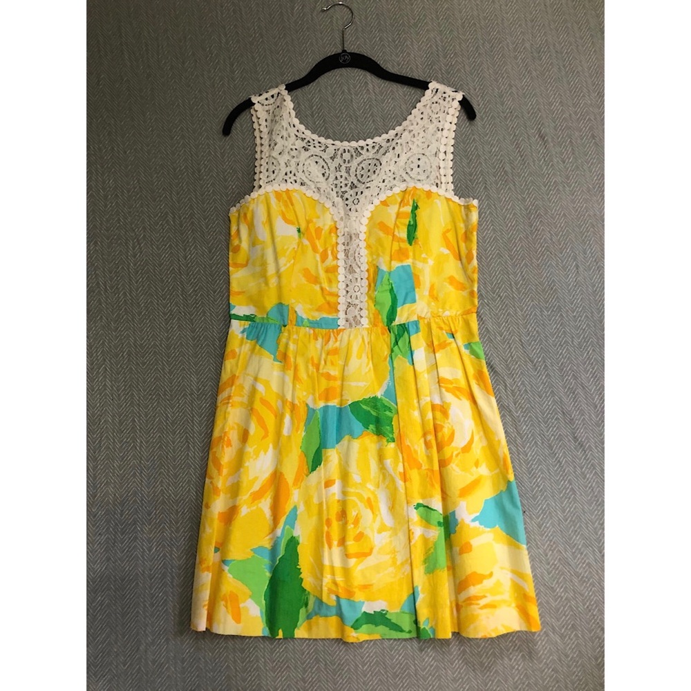 Lilly Pulitzer Yellow Floral Dress with Eyelet